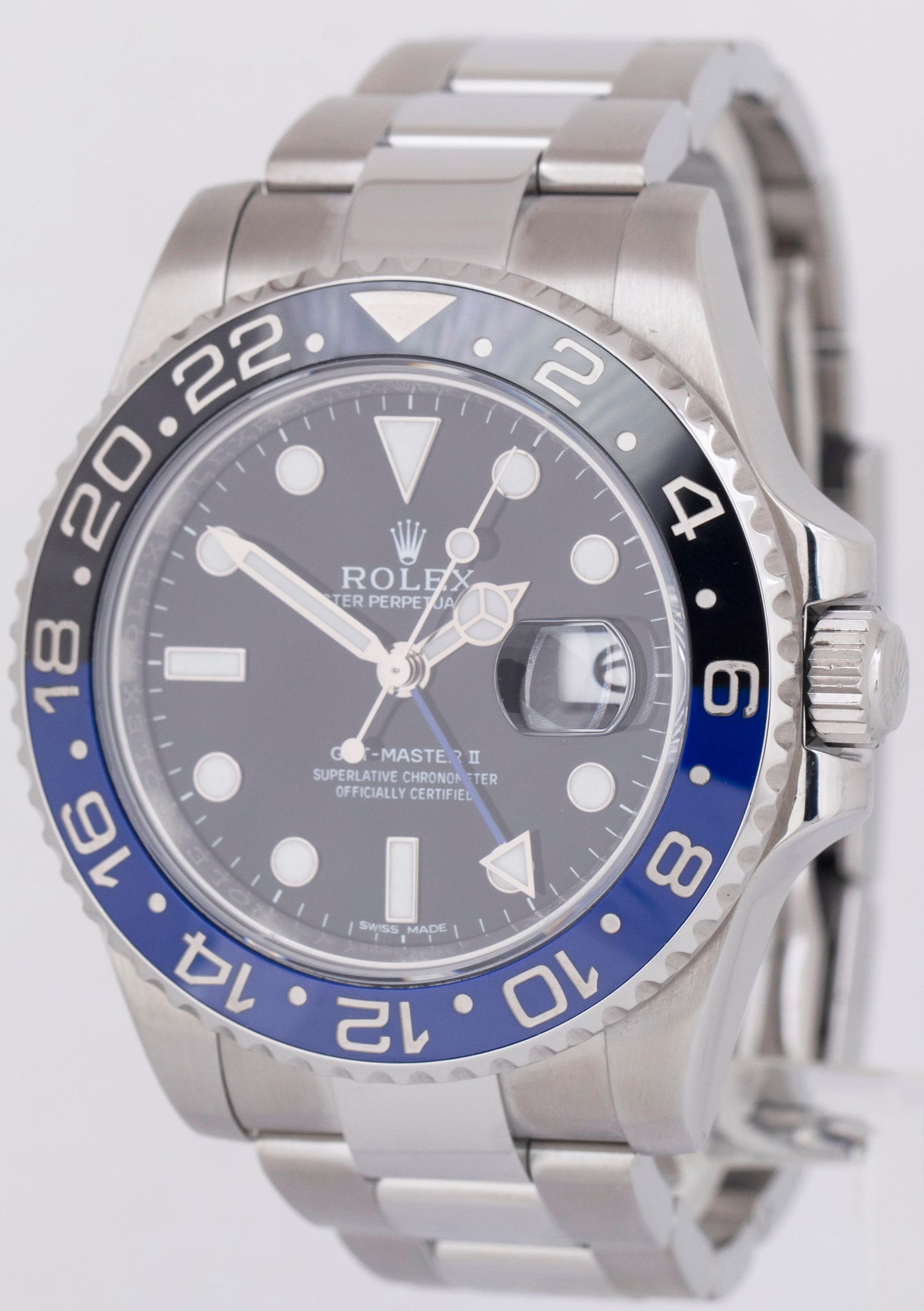 PAPERS Rolex GMT-Master II Batman Blue Stainless 40mm Watch 116710 BLNR BOX