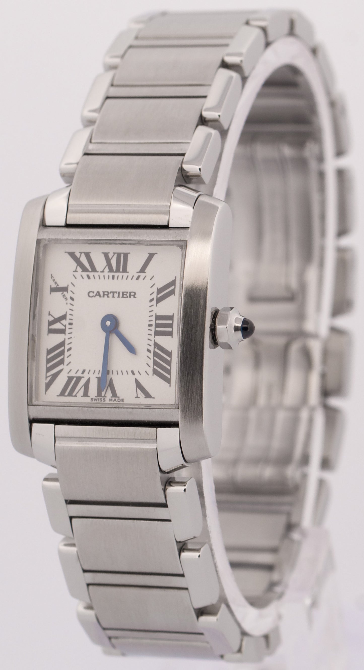 Ladies Cartier Tank Française Ivory White Roman 20mm Stainless Steel 2384 Watch