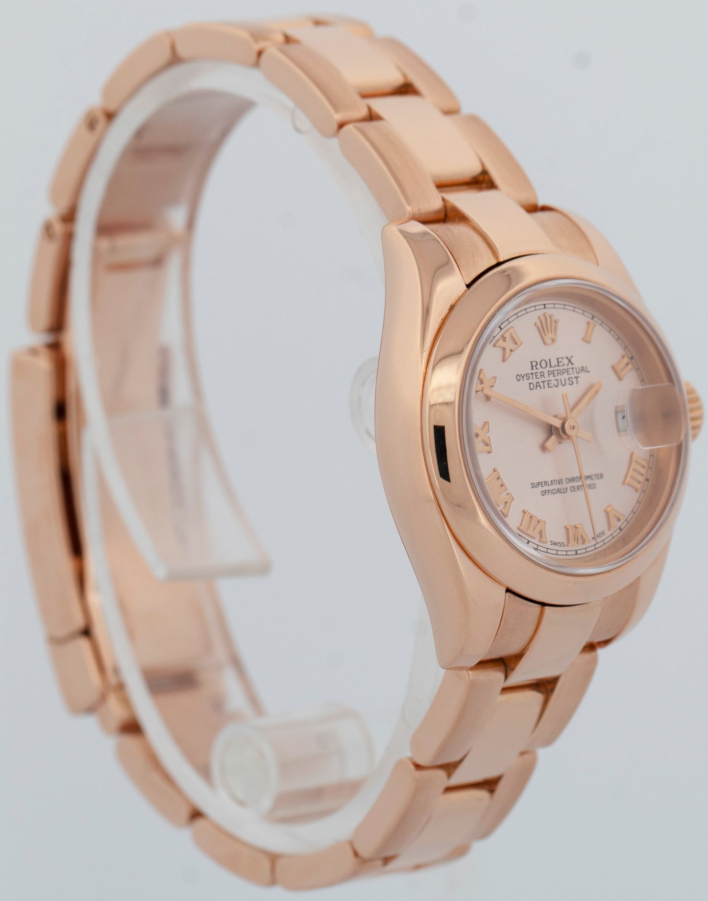 PAPERS Ladies Rolex DateJust President 26mm 18K Rose Gold Watch 179165 BOX