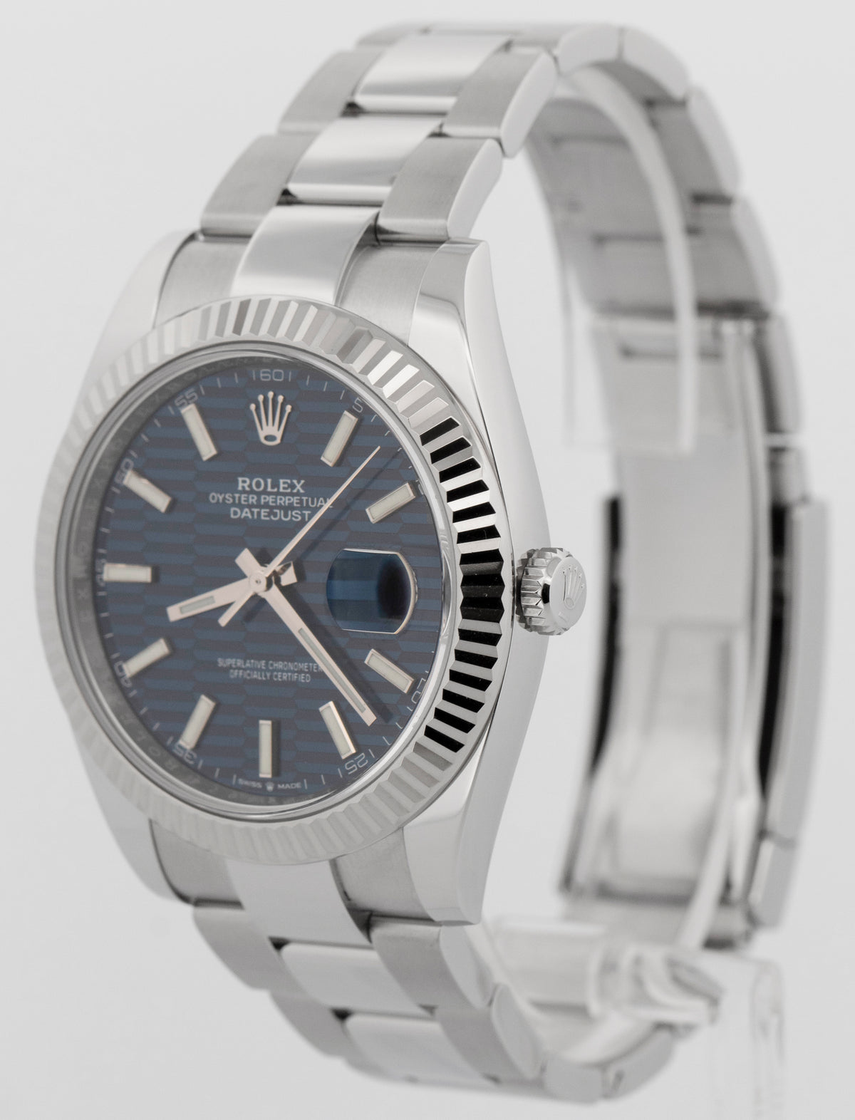 2022 Rolex DateJust 41 126334 Blue Motif Stainless Steel 41mm Watch Box Papers