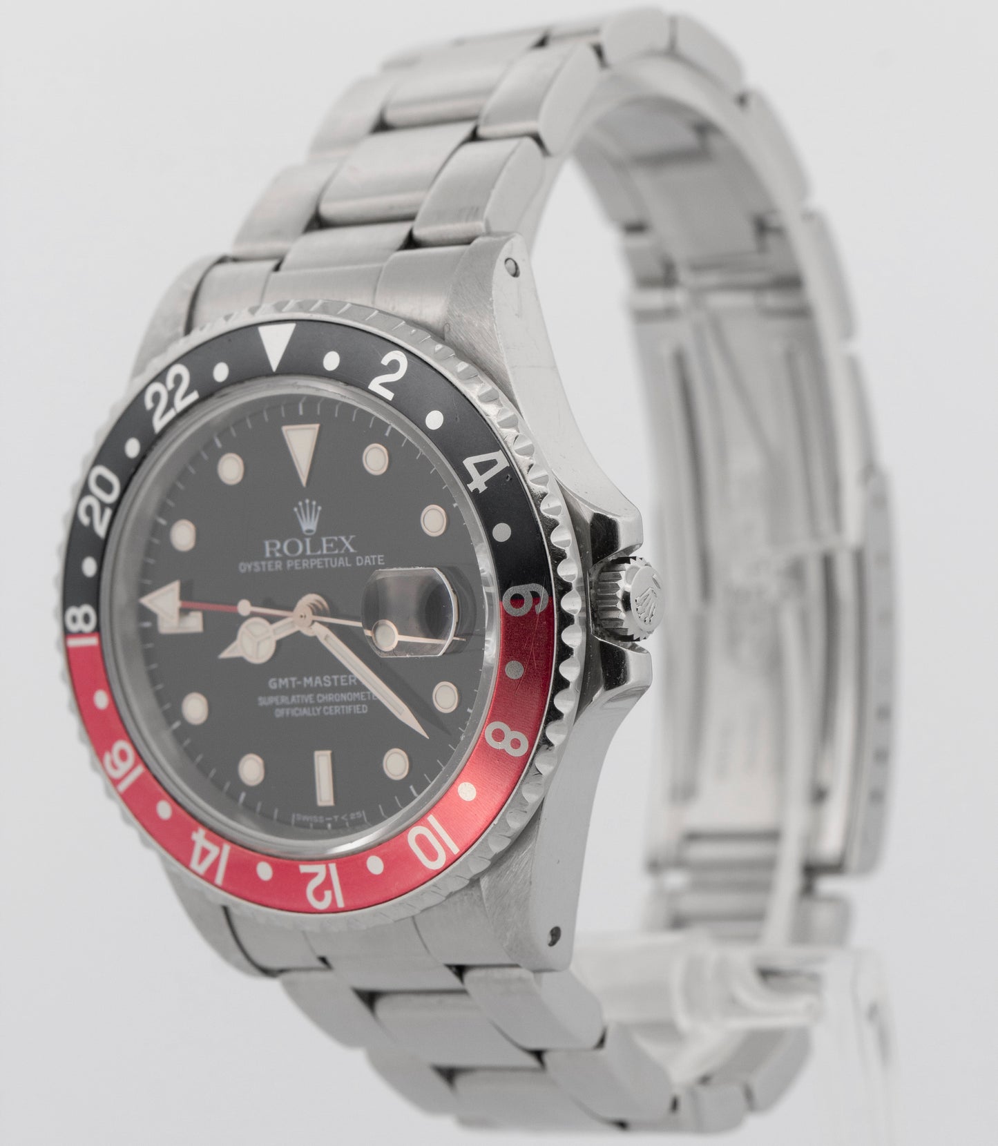 1986 Rolex GMT-Master II 16760 Coke Red Black Steel 40mm Watch Box Papers