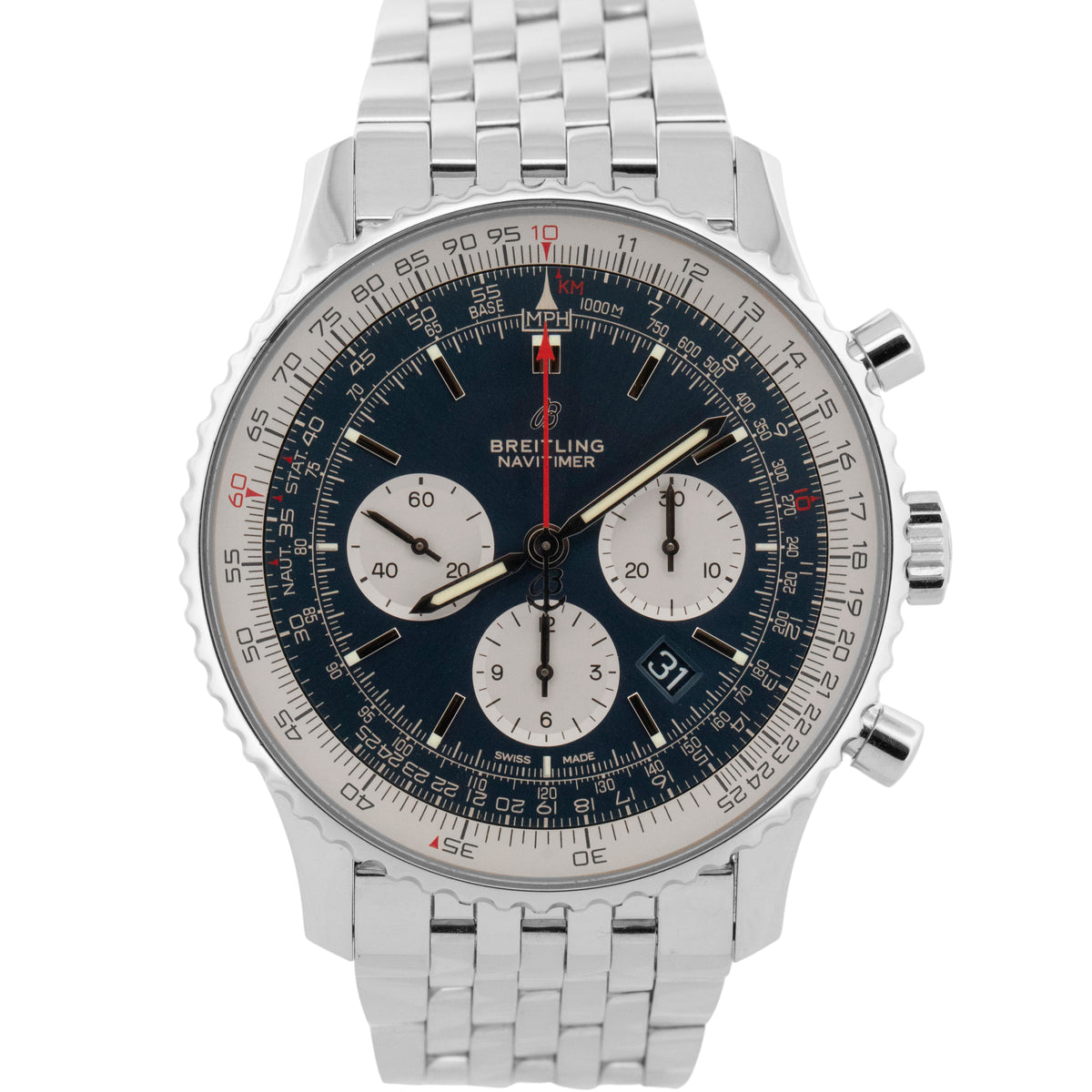 Breitling Navitimer 01 46 AB0127 Blue Stainless Steel 46mm Watch Box Papers