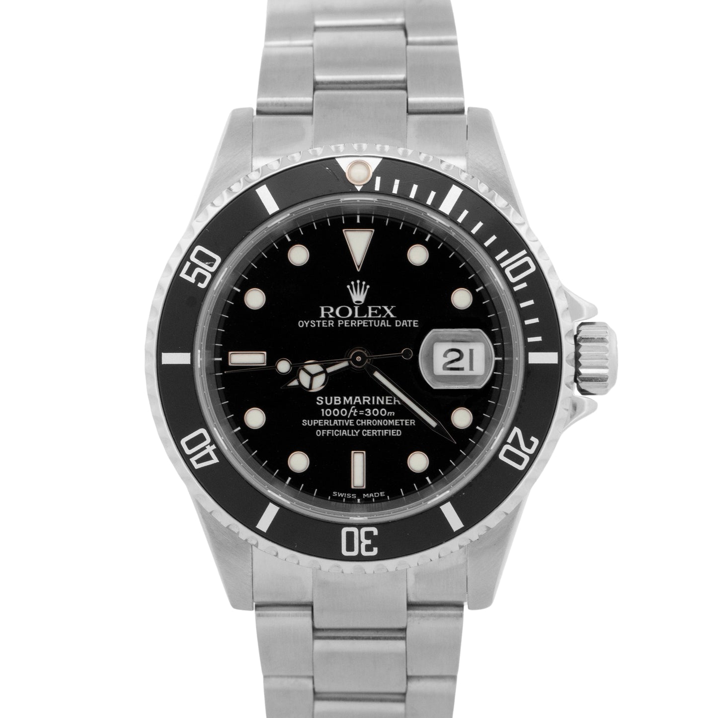 Rolex Submariner Date BLACK Stainless Steel No-Holes Case 40mm 16610 LN Watch