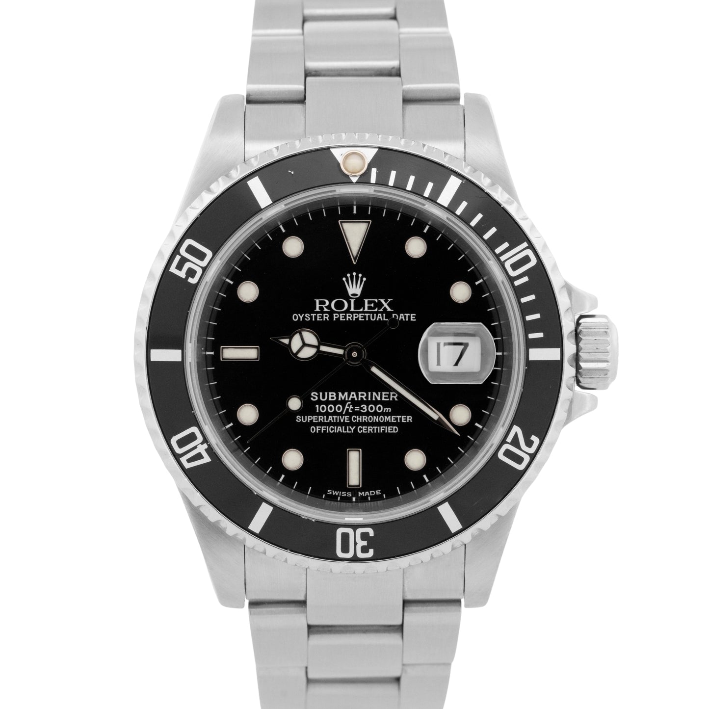 Rolex Submariner Date BLACK Stainless Steel 40mm 16610 Oyster Date Watch