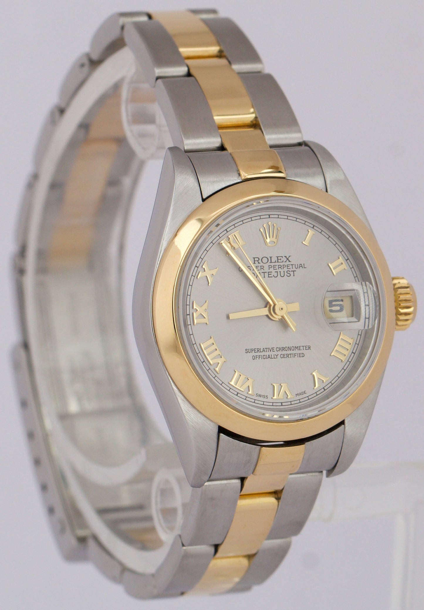 PAPERS Ladies Rolex DateJust Two-Tone 18K Gold Steel SLATE ROMAN 26mm 79163 BOX