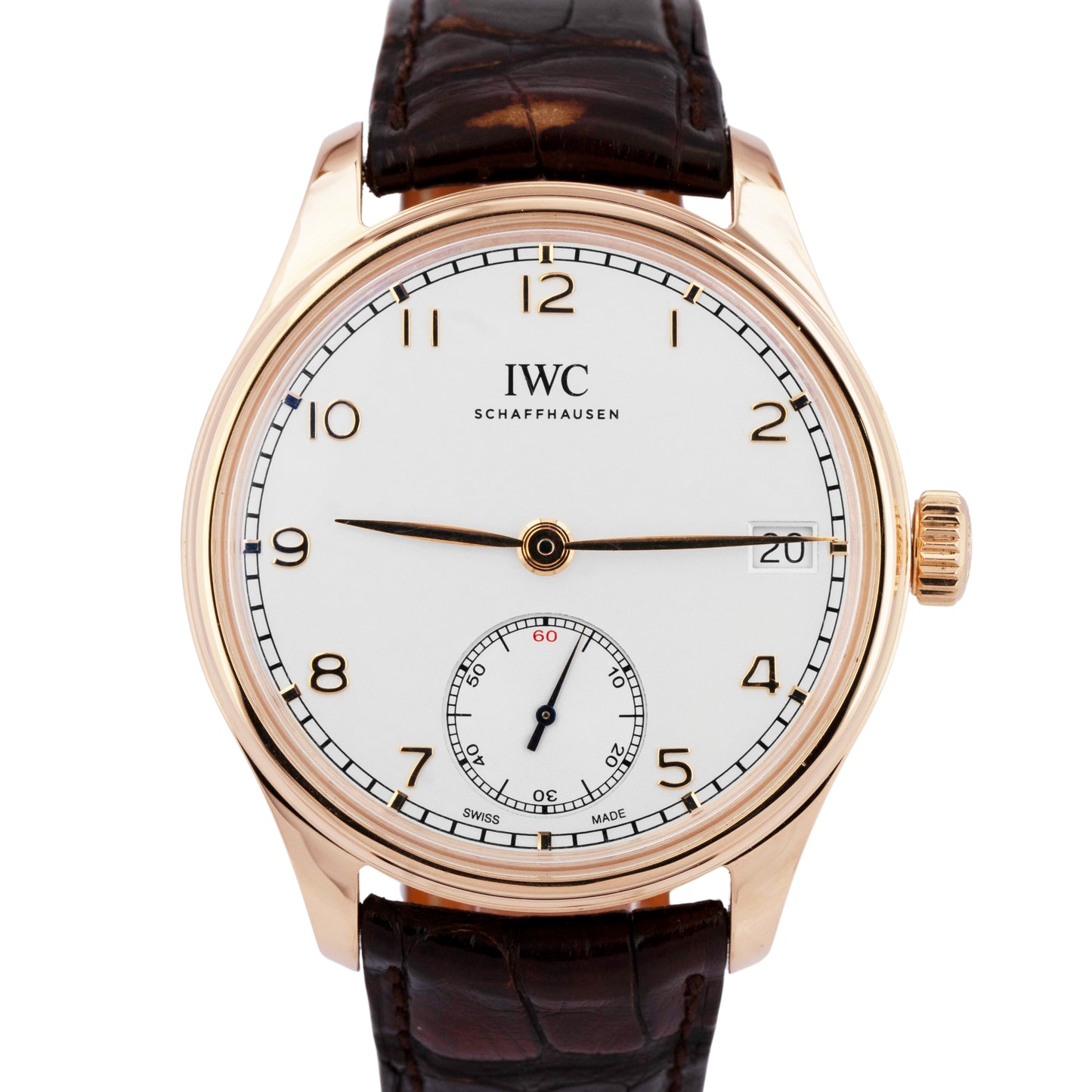 MINT IWC Portugieser 18K Rose Gold White Arabic IW510204 Manual 43mm Watch