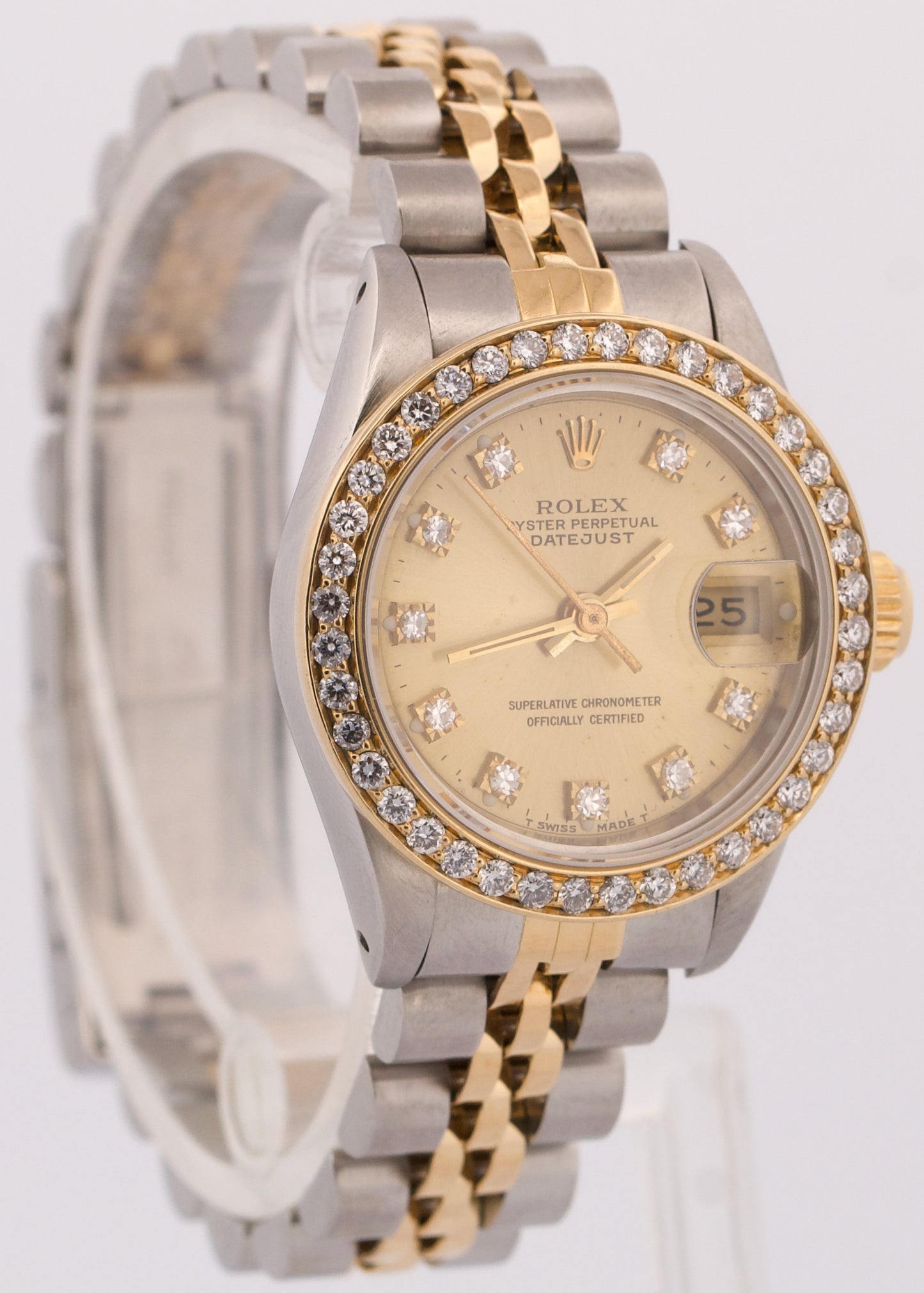 Ladies Rolex DateJust 26mm CHAMPAGNE DIAMOND 18K Yellow Gold Steel JUBILEE 69173