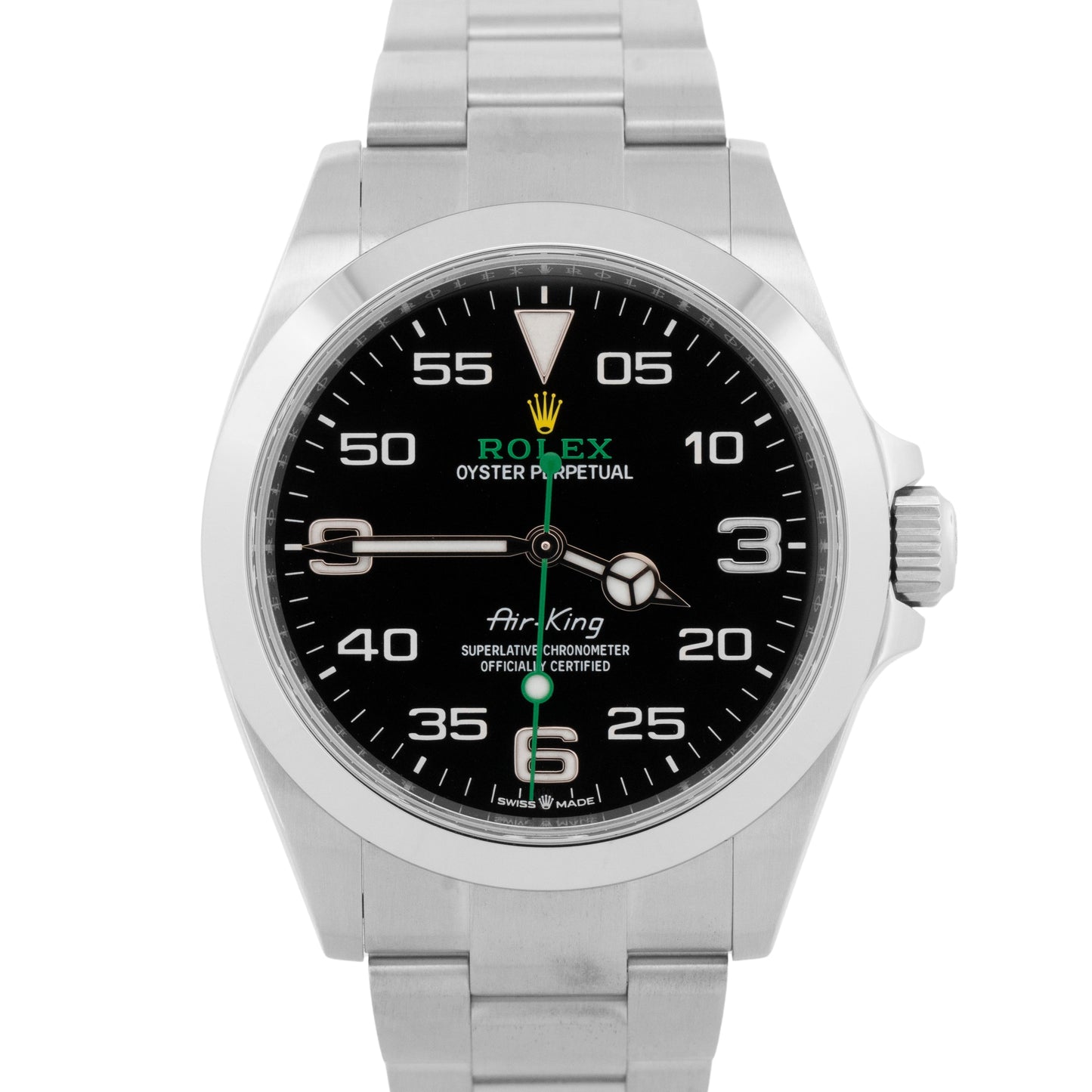 PAPERS Rolex Air-King 40mm Green Black Stainless Steel Watch 126900 BOX