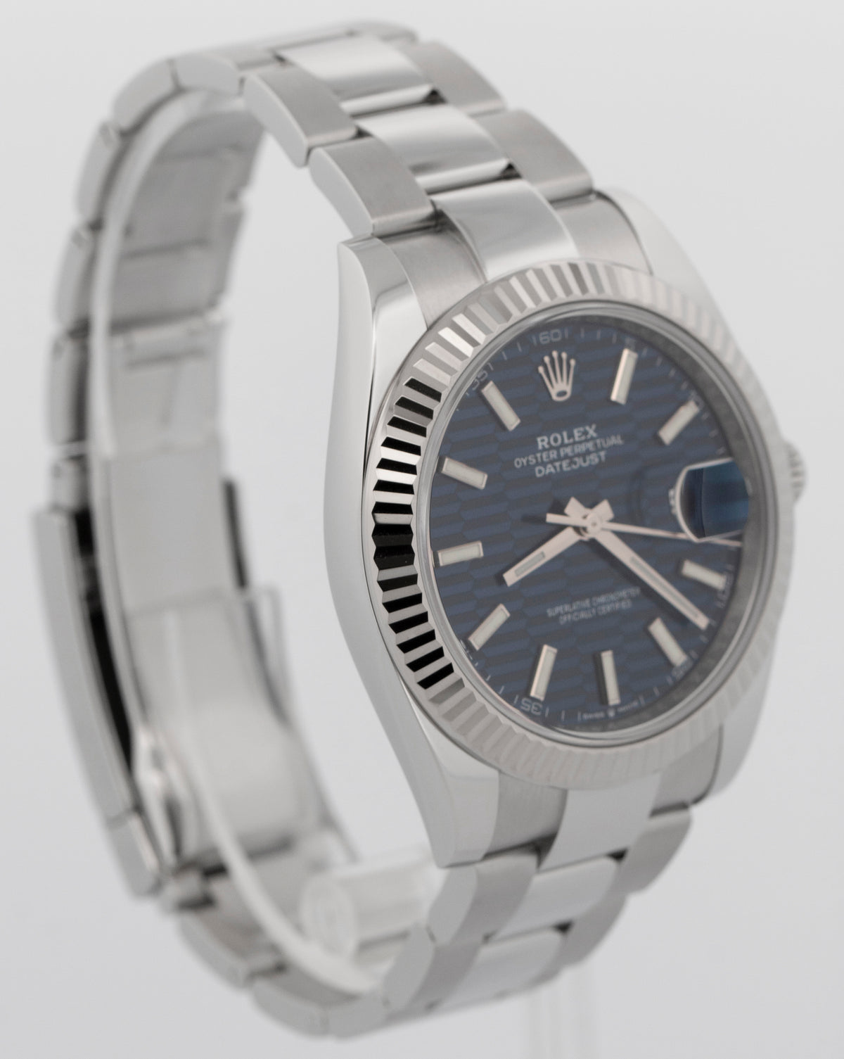 2022 Rolex DateJust 41 126334 Blue Motif Stainless Steel 41mm Watch Box Papers