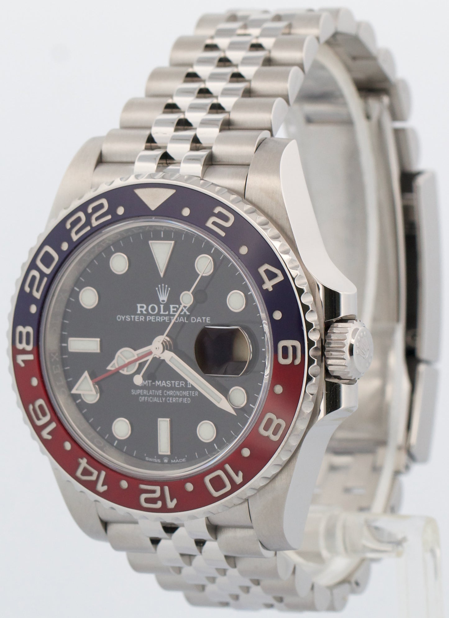 PAPERS Rolex GMT-Master II 40mm PEPSI Red Blue JUBILEE Steel 126710 BLRO BOX