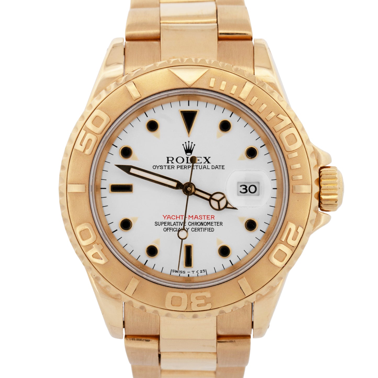 Rolex Yacht-Master 40mm WHITE 18K Yellow Gold Oyster Automatic Watch 16628