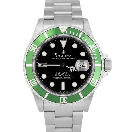 MINT Rolex Submariner Date KERMIT REHAUT Stainless Steel 40mm Watch 16610 LV