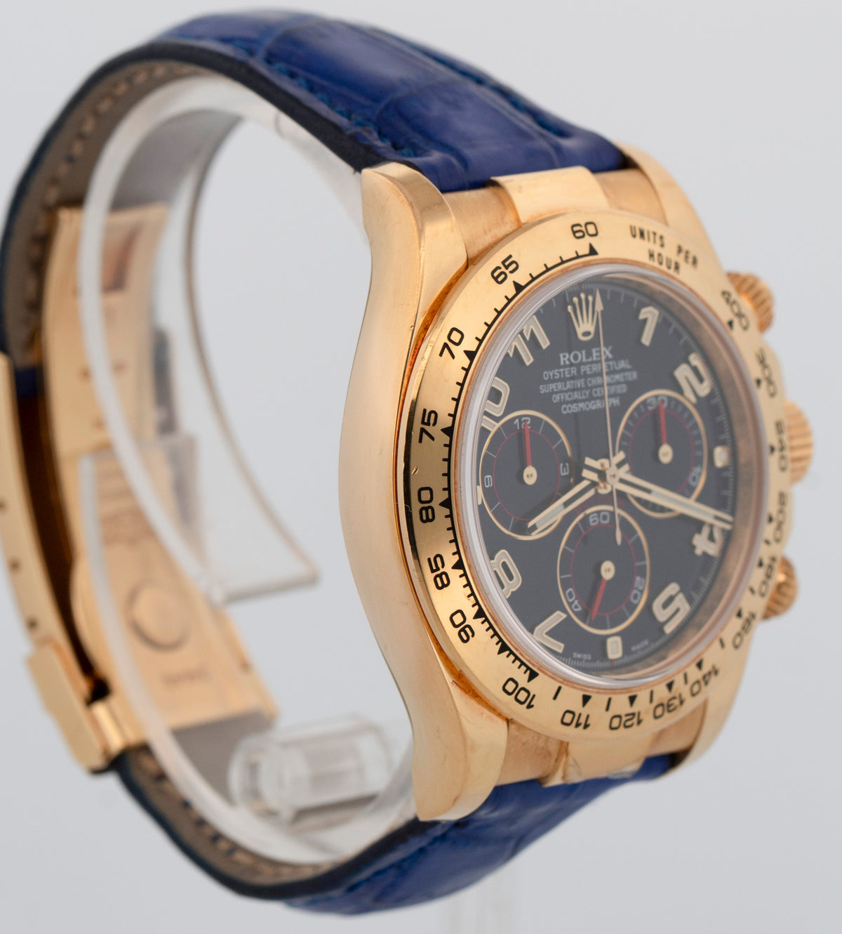 Unpolished 2017 Rolex Daytona 116518 Blue 18K Yellow Gold 40mm Watch Box Papers