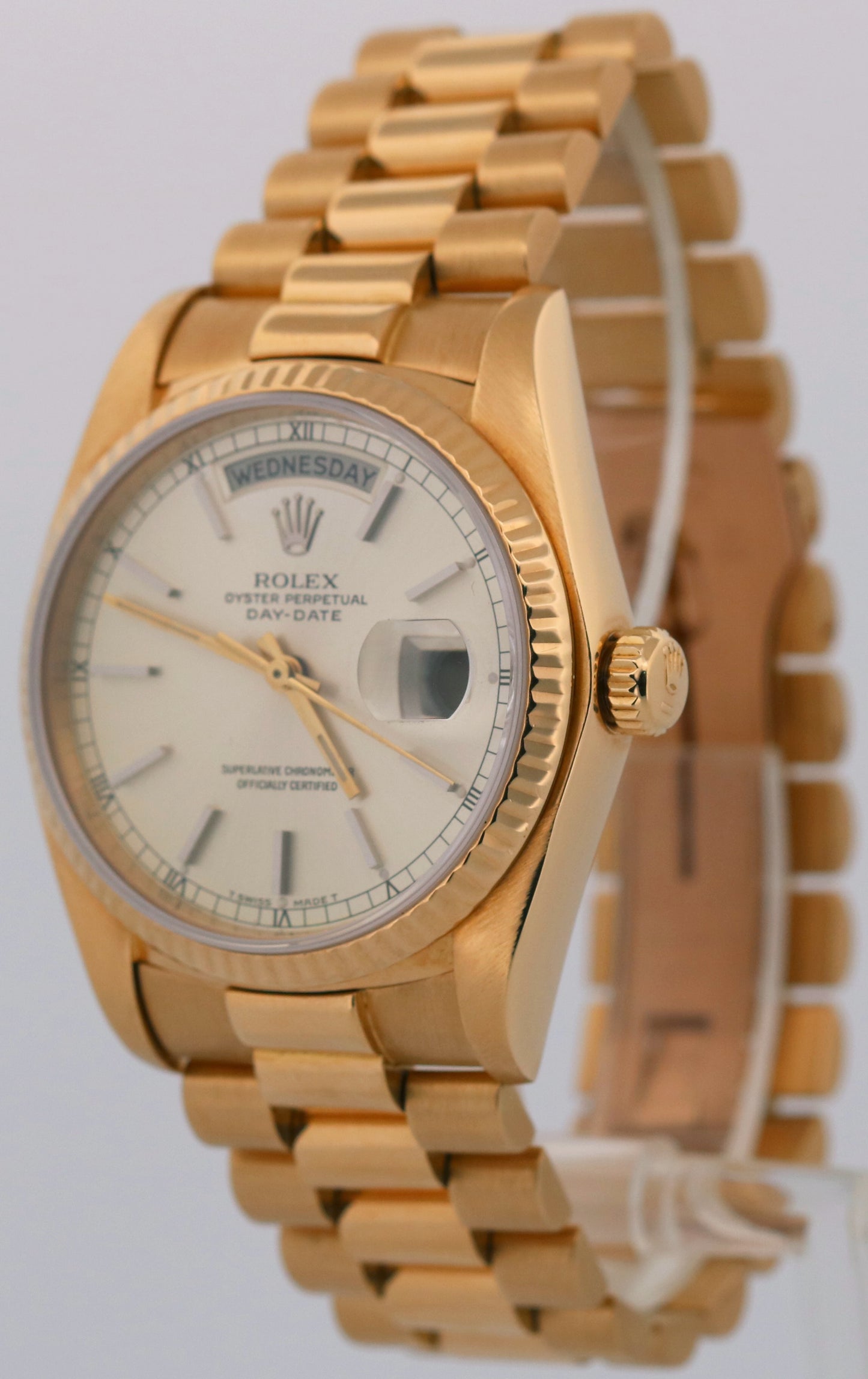 VINTAGE 1982 Rolex Day-Date President SILVER 36mm 18K Yellow Gold 18038 Watch