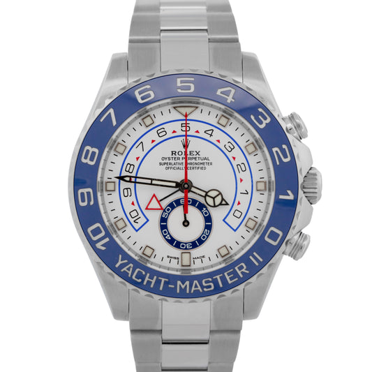 2022 Rolex Yacht-Master II 116680 White Stainless Steel 44mm Watch Box Papers