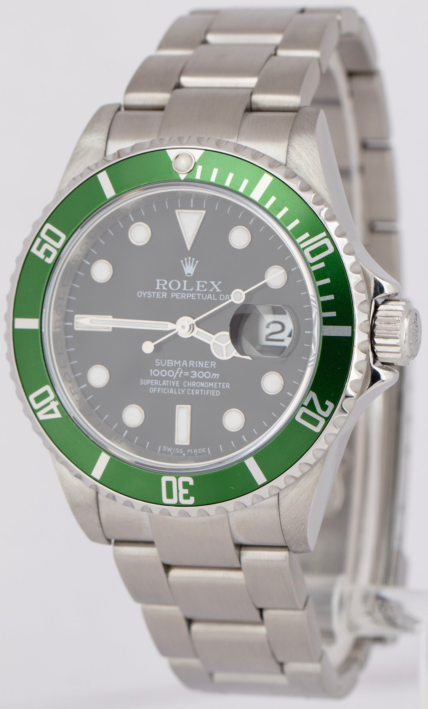 MINT Rolex Submariner Date KERMIT REHAUT Stainless Steel 40mm Watch 16610 LV