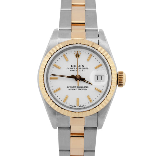 PAPERS Rolex DateJust 26mm White Two-Tone 18K Yellow Gold Steel Oyster 69173 BOX
