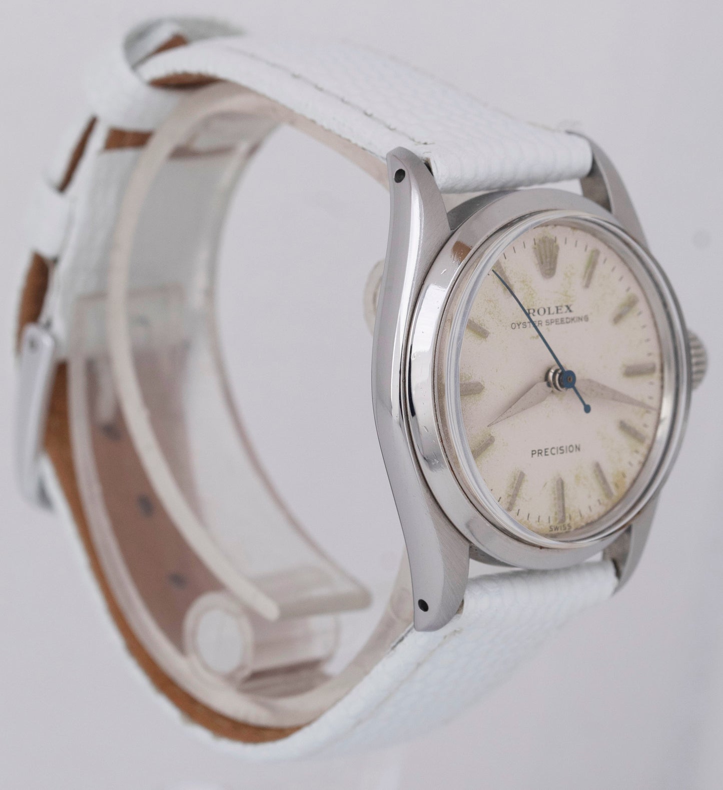 VINTAGE Rolex Oyster Speedking White Ivory 31mm Stainless Manual 6420 Watch