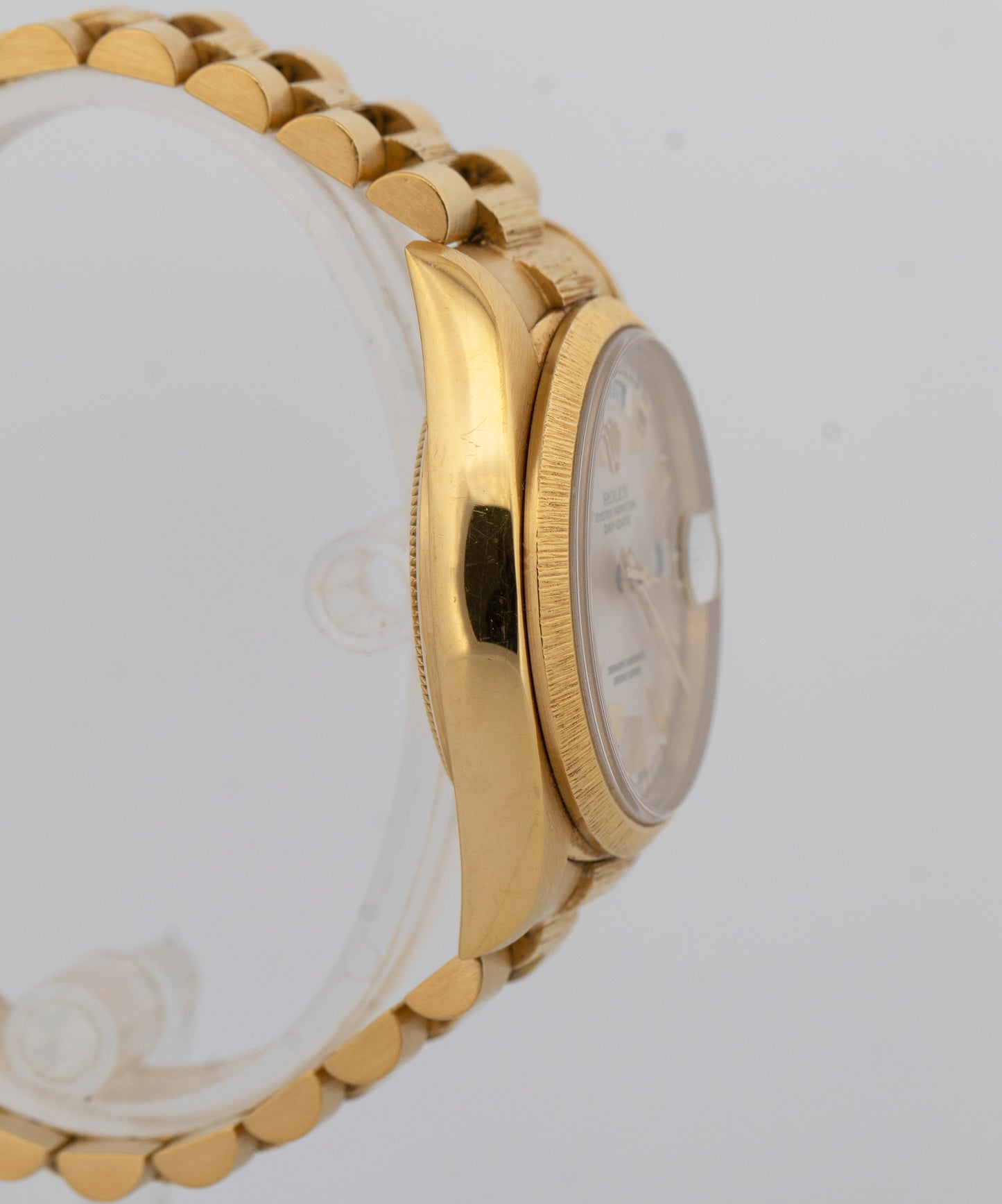 Rolex Day-Date President 36mm Silver BARK Quickset 18K Yellow Gold Watch 18078