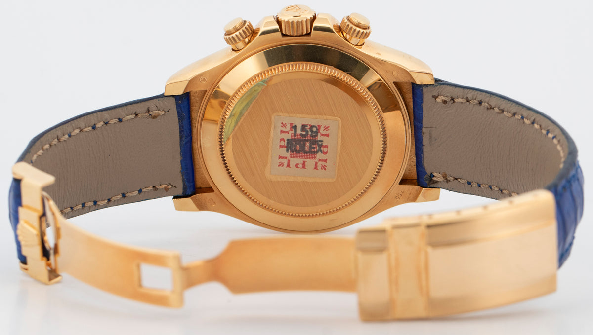 Unpolished 2017 Rolex Daytona 116518 Blue 18K Yellow Gold 40mm Watch Box Papers