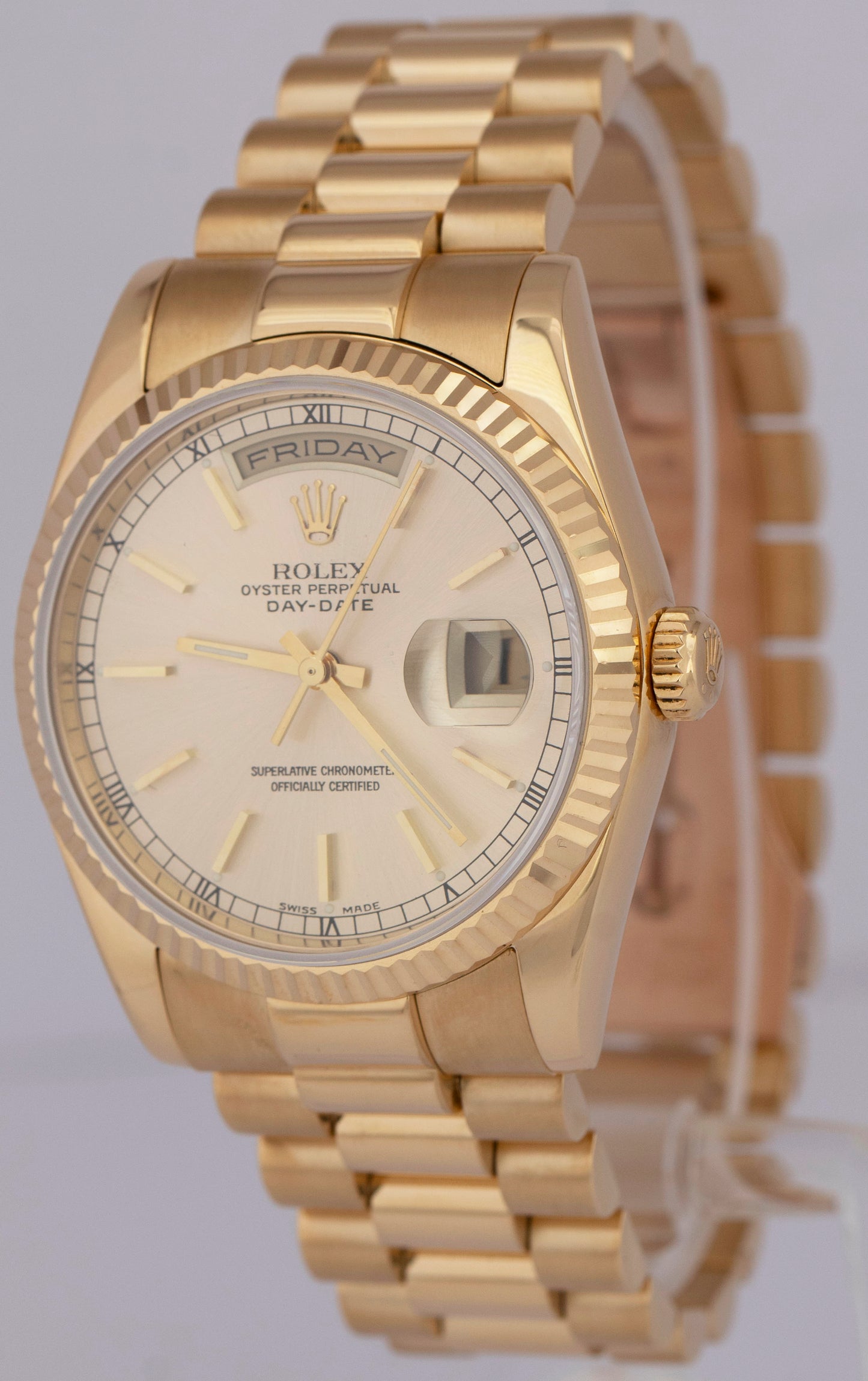 MINT PAPERS Rolex Day-Date President Silver 36mm 18K Yellow Gold 118238 BOX