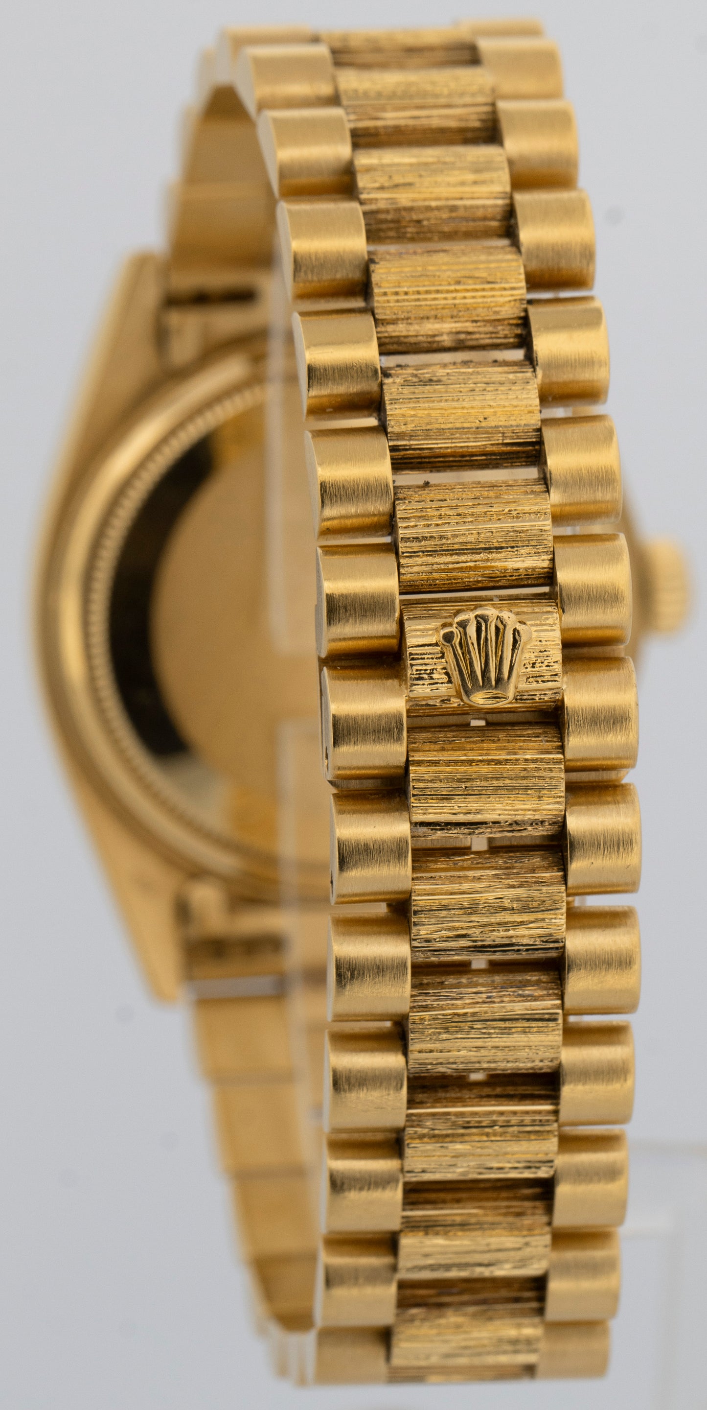 Rolex Day-Date President 36mm Silver BARK Quickset 18K Yellow Gold Watch 18078