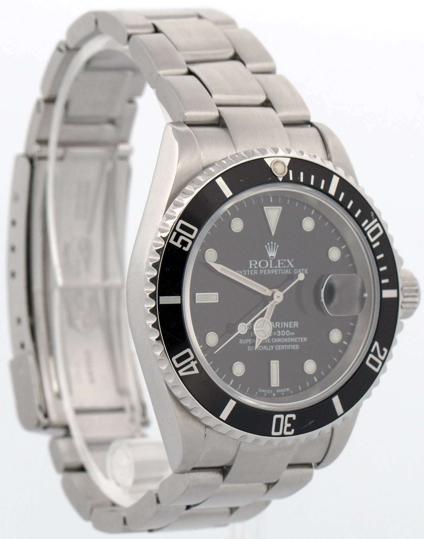 Rolex Submariner Date BLACK Stainless Steel NO-HOLES 40mm Automatic Watch 16610