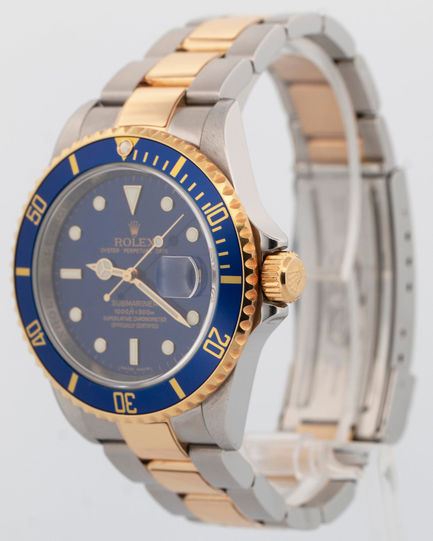 2009 PAPERS Rolex Submariner Date BLUE Rehaut Two-Tone 40mm 16613 LB Watch BOX
