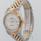 1990 PAPERS Rolex DateJust WHITE Two-Tone Yellow Gold Steel 36mm 16233 Watch BOX
