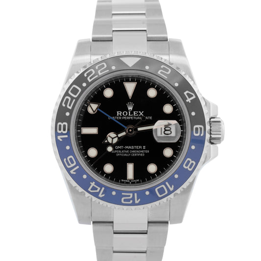 PAPERS Rolex GMT-Master II BATMAN Blue Black Steel Ceramic 40mm 116710 BLNR BOX