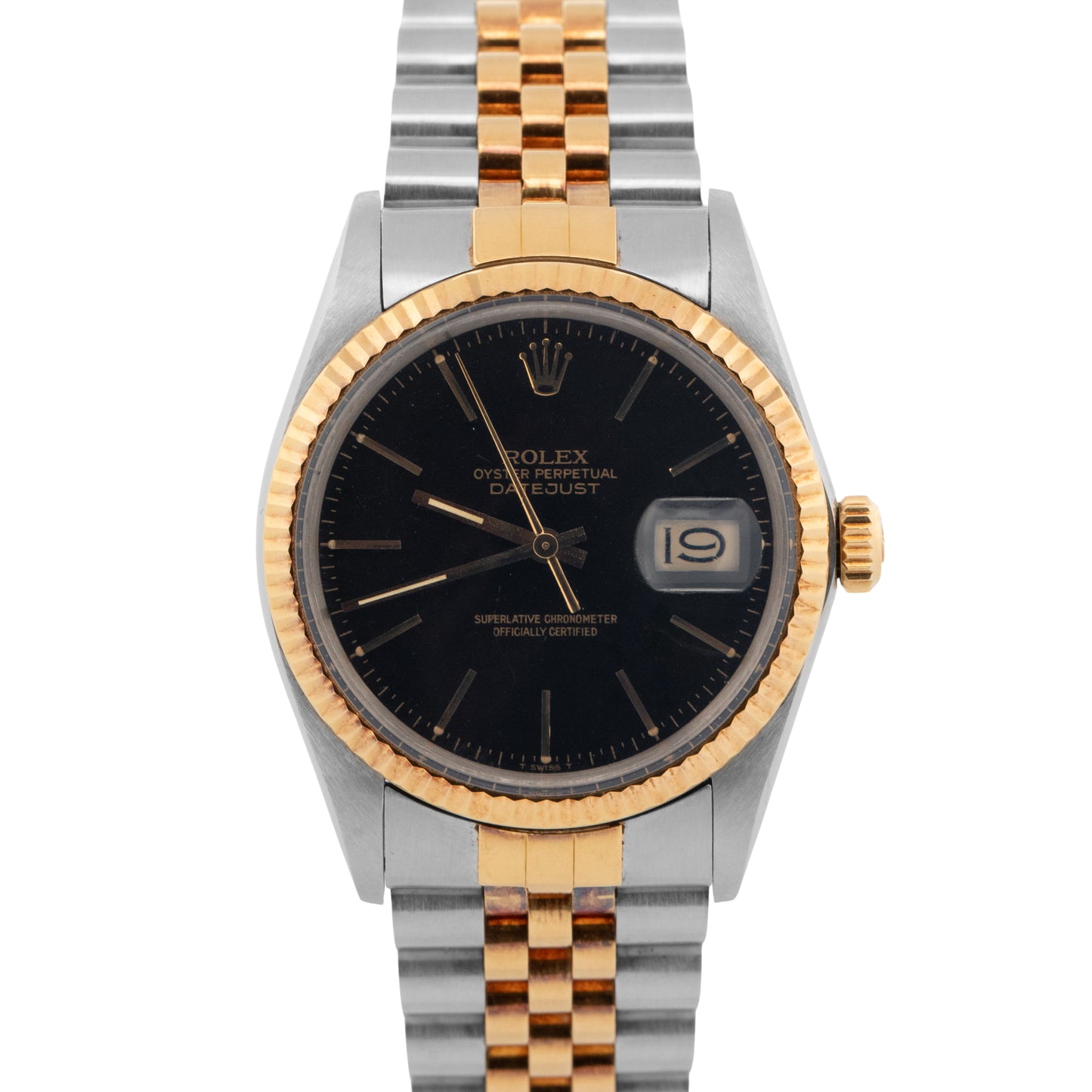 1986 UNPOLISHED PAPERS Rolex DateJust BLACK Two-Tone 36mm 16013 Watch BOX