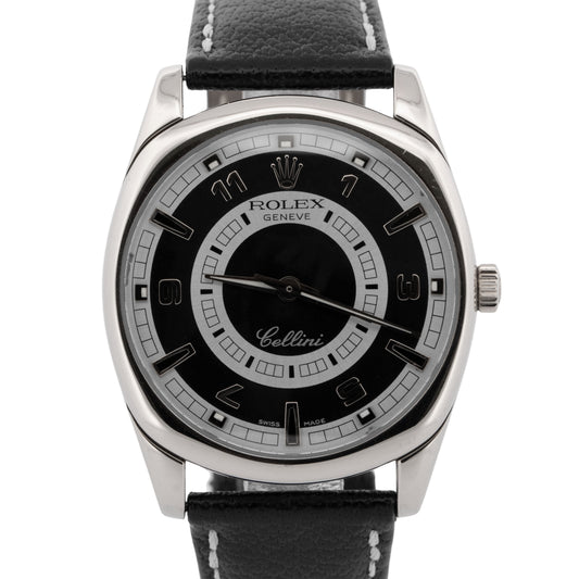 Rolex Cellini Danaos 4243/9 Black Silver 18K White Gold Manual 38mm Watch