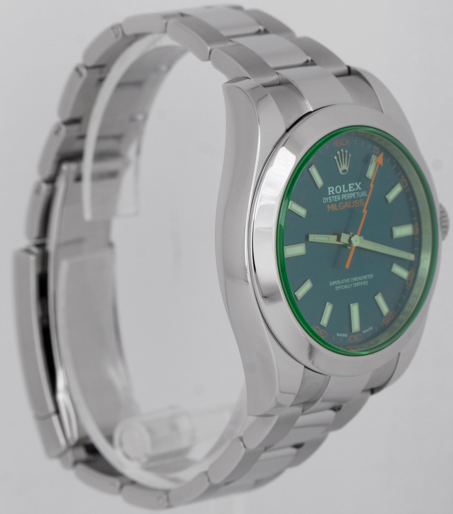 MINT 2019 PAPERS Rolex Milgauss Z-Blue Green 40mm 116400 GV Steel Watch BOX