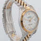 1990 PAPERS Rolex DateJust WHITE Two-Tone Yellow Gold Steel 36mm 16233 Watch BOX