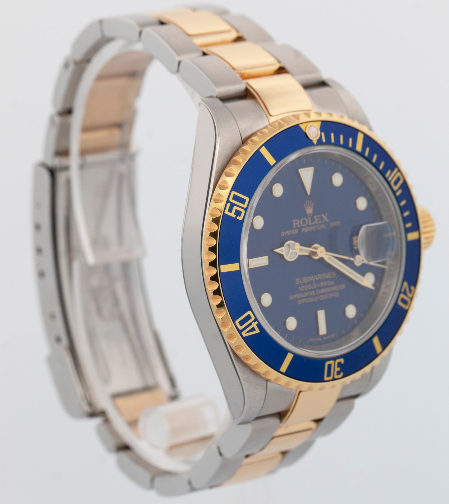 2009 PAPERS Rolex Submariner Date BLUE Rehaut Two-Tone 40mm 16613 LB Watch BOX
