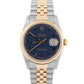 Rolex DateJust 36mm BLUE 18K Yellow Gold Stainless Steel JUBILEE Watch 16233