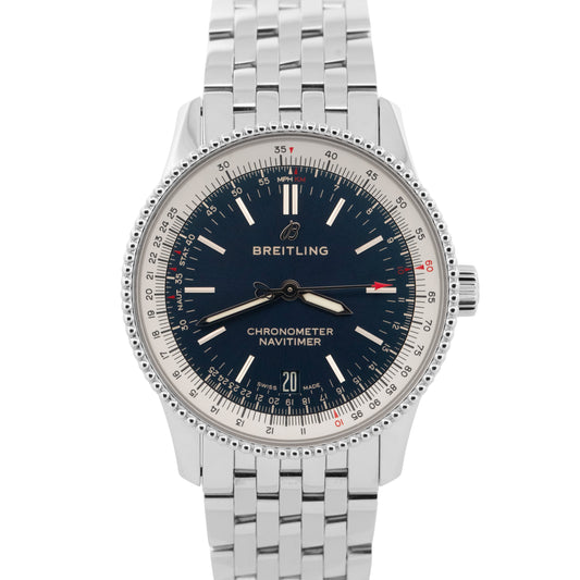 Breitling Navitimer Stainless Steel Blue 38mm Automatic Date Watch A17325