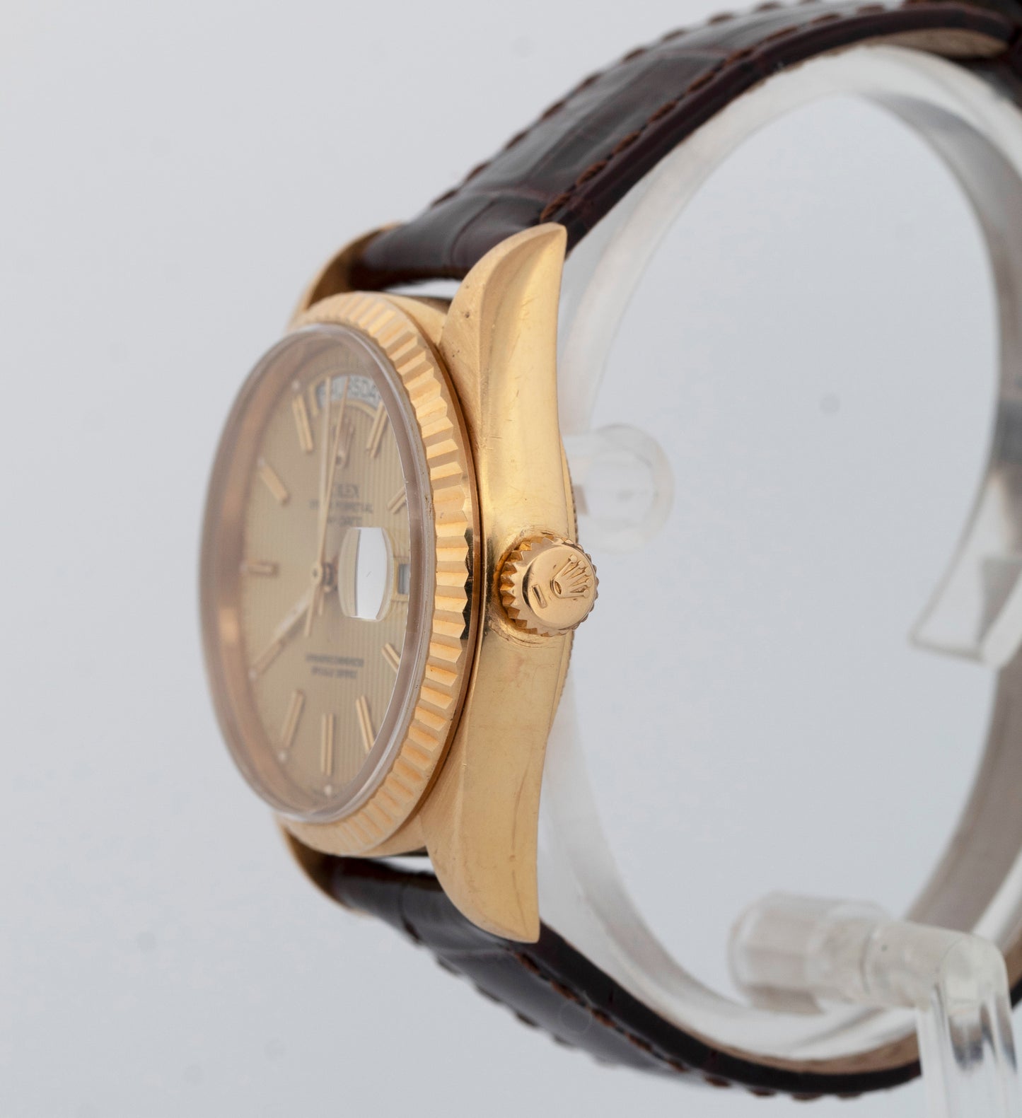 PAPERS Rolex Day-Date President Champagne Tapestry 18K Gold 36mm Watch 18038 BOX