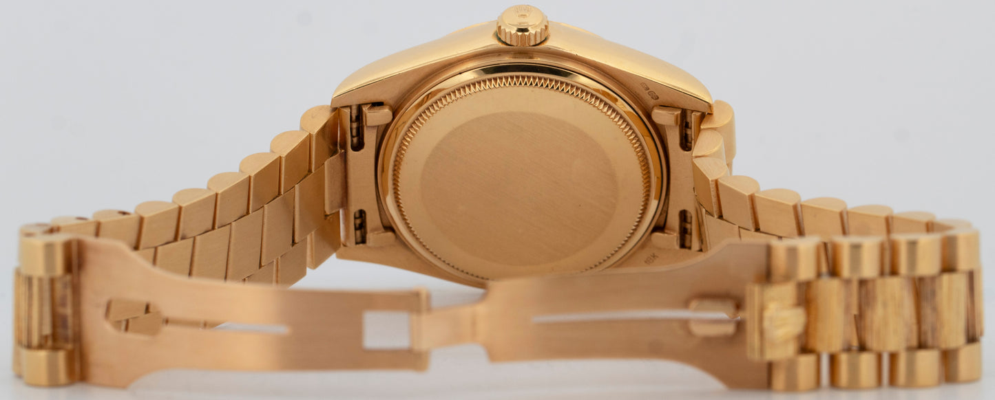 Rolex Day-Date President 36mm Silver BARK Quickset 18K Yellow Gold Watch 18078