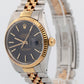1986 UNPOLISHED PAPERS Rolex DateJust BLACK Two-Tone 36mm 16013 Watch BOX