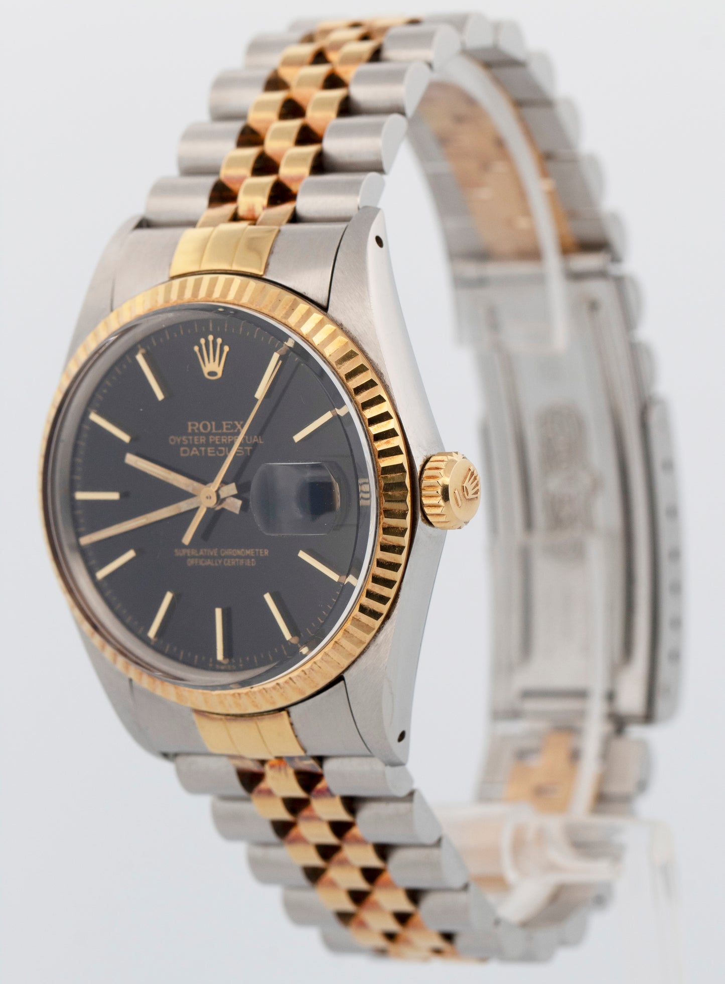 1986 UNPOLISHED PAPERS Rolex DateJust BLACK Two-Tone 36mm 16013 Watch BOX
