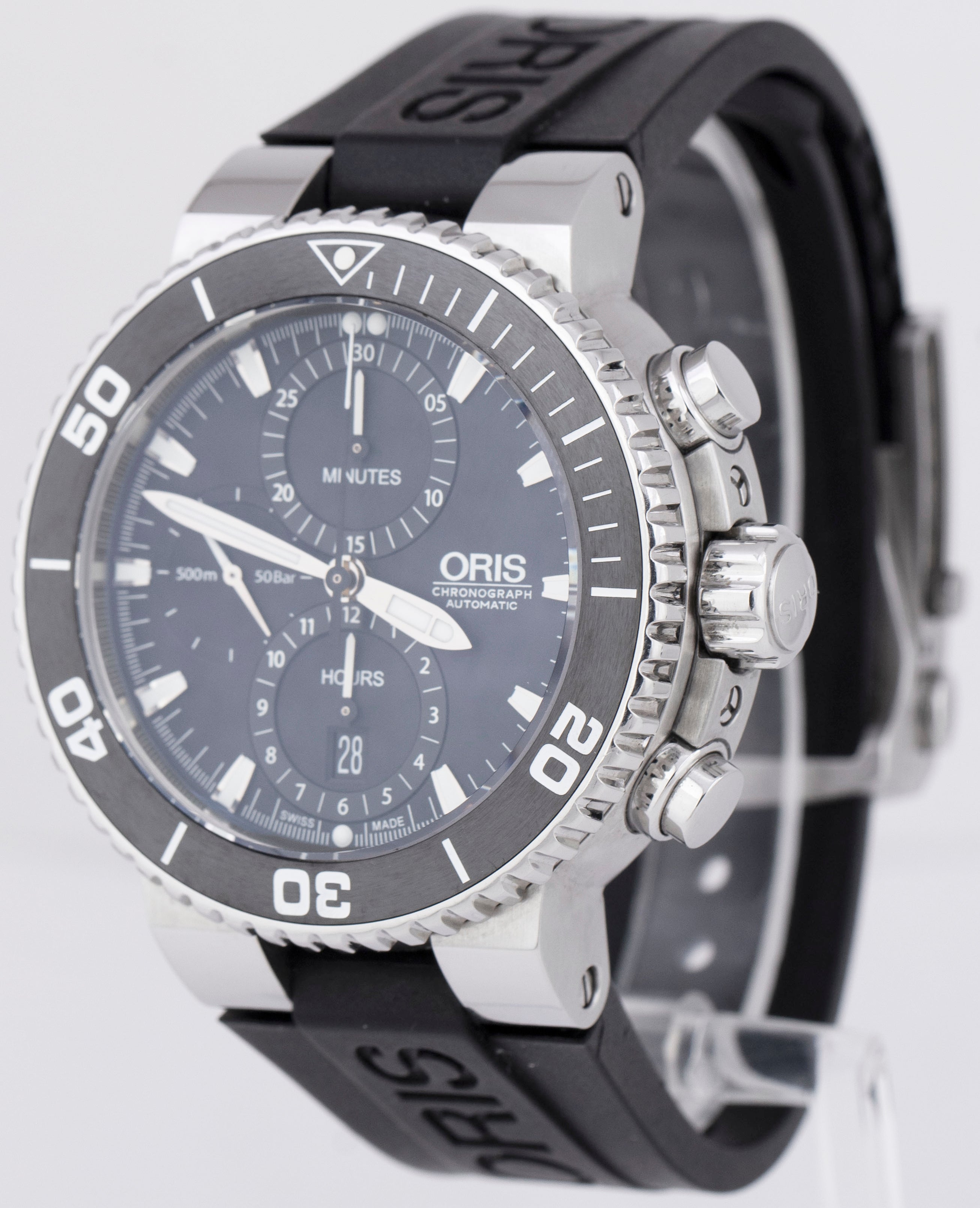 Oris Aquis Chronograph Black 46mm PAPERS Watch 01 774 7655 4154 07 4 2 CollectorsWatches