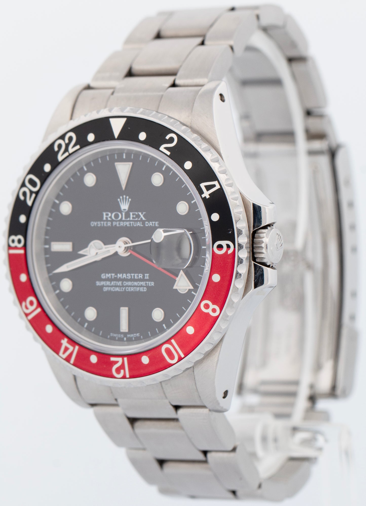 Rolex GMT-Master II 40mm Fat Lady Coke Red Black Stainless Steel Watch 16760
