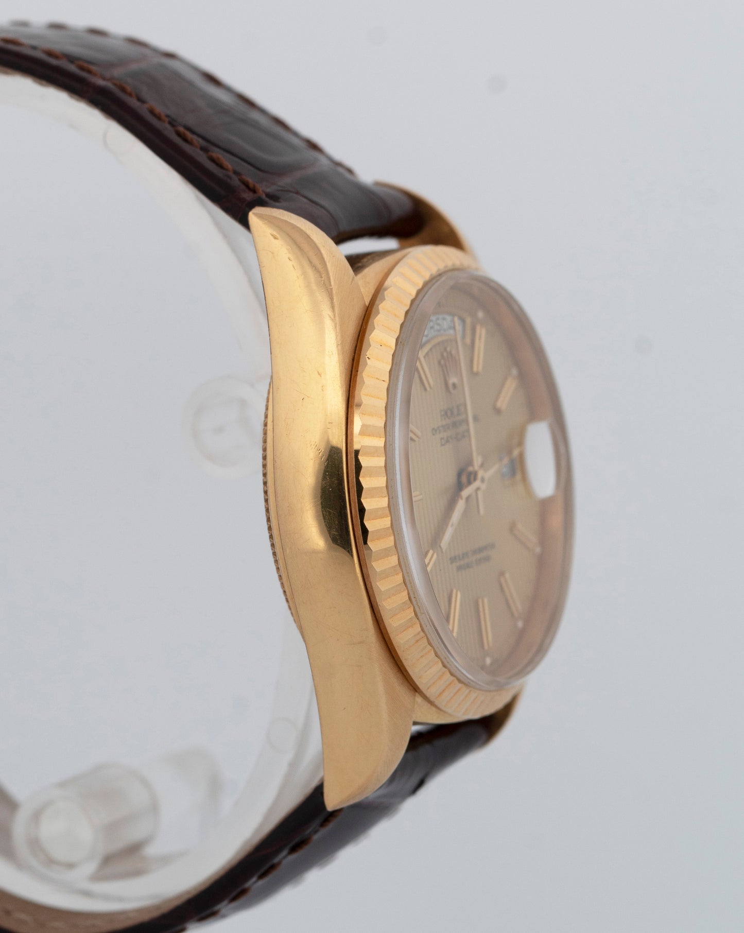 PAPERS Rolex Day-Date President Champagne Tapestry 18K Gold 36mm Watch 18038 BOX
