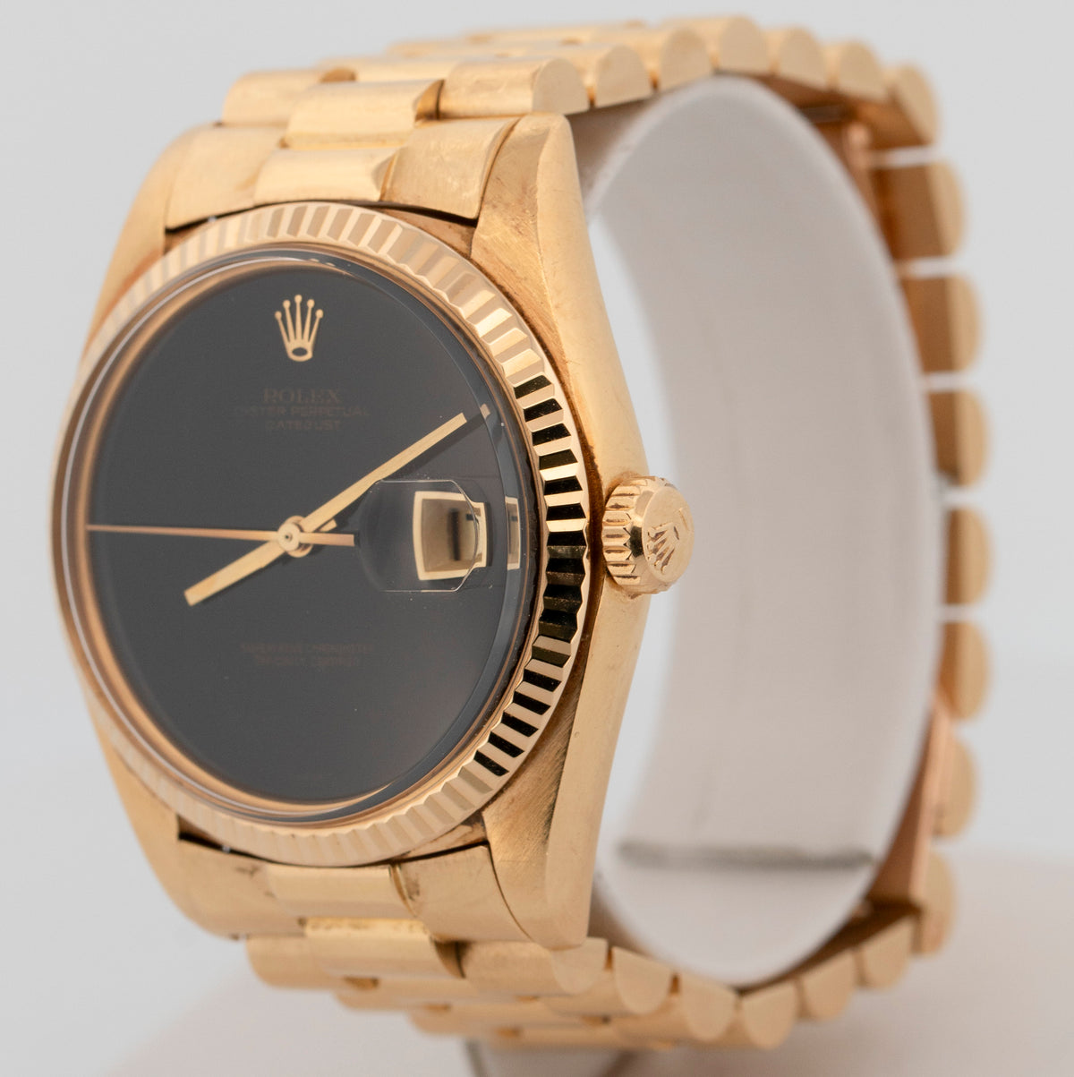 Rolex DateJust 1601 Factory Onyx 18K Yellow Gold DateJust President 36mm Watch