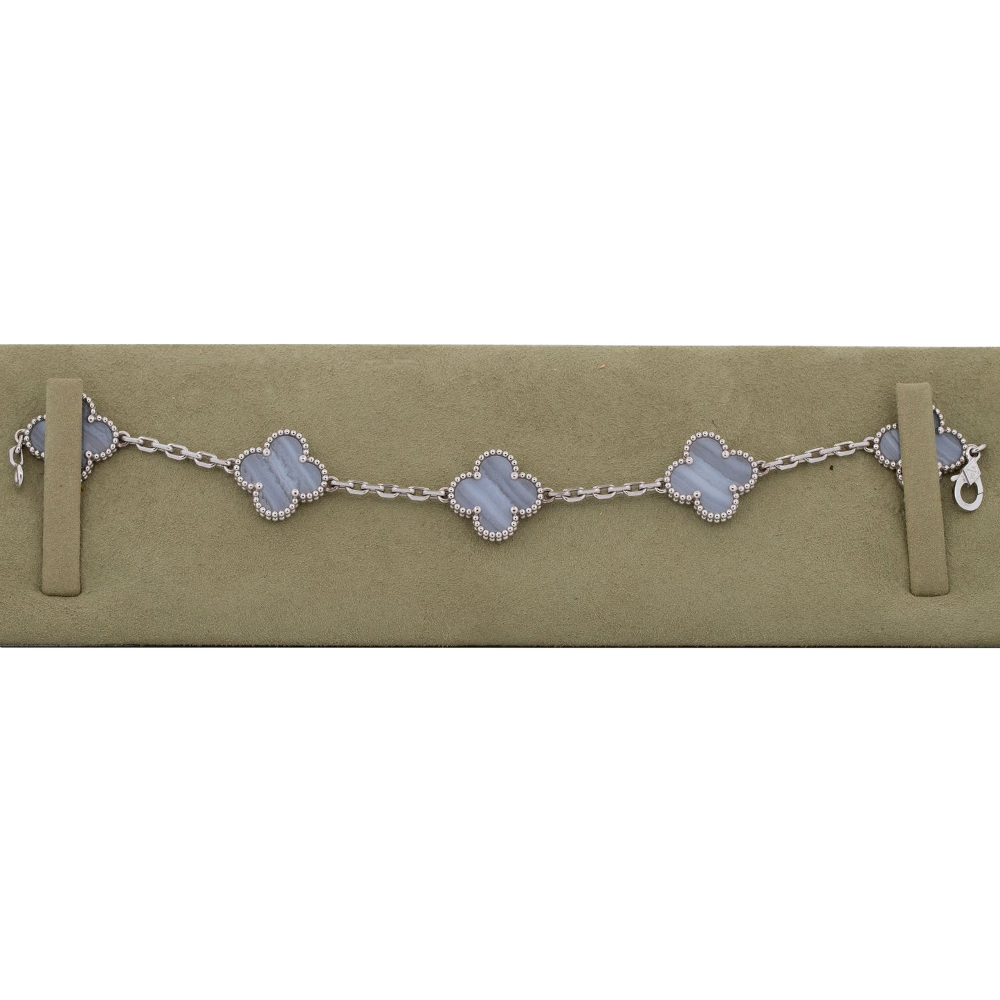 2018 PAPERS Van Cleef & Arpels Vintage Alhambra 5 Motif Chalcedony Bracelet BOX