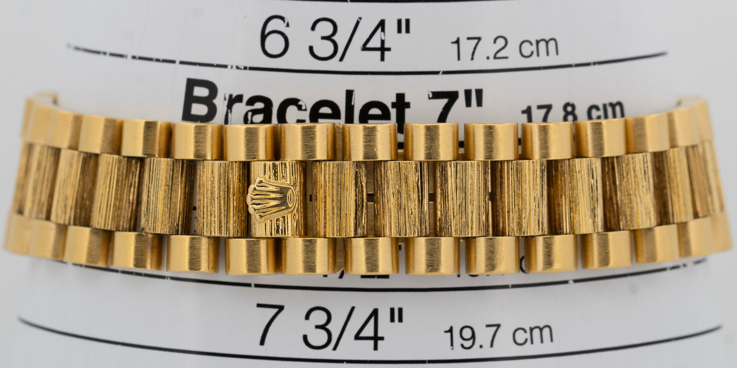 Rolex Day-Date President 36mm Silver BARK Quickset 18K Yellow Gold Watch 18078