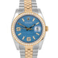 MINT Rolex DateJust 36mm Blue Wave DIAMOND Two-Tone Gold Steel Watch 116243