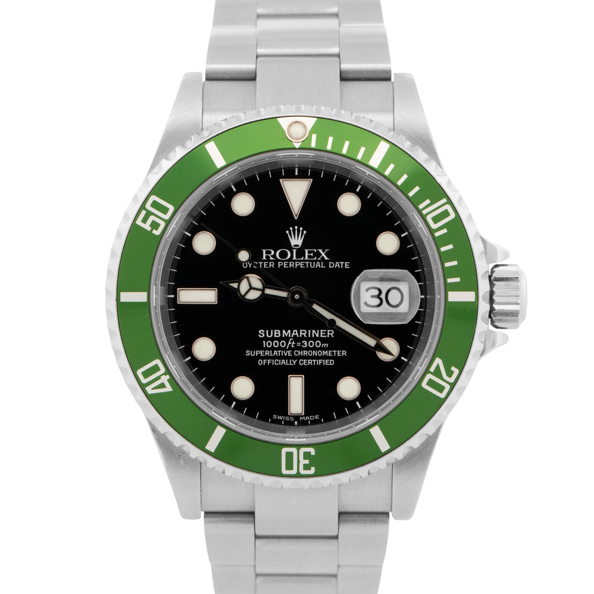 2005 Rolex Submariner Kermit 16610 LV Green Stainless Steel 40mm Dive Watch