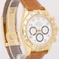 Rolex Daytona Cosmograph 18K Yellow Gold WHITE 40mm Brown Leather 16518 Watch